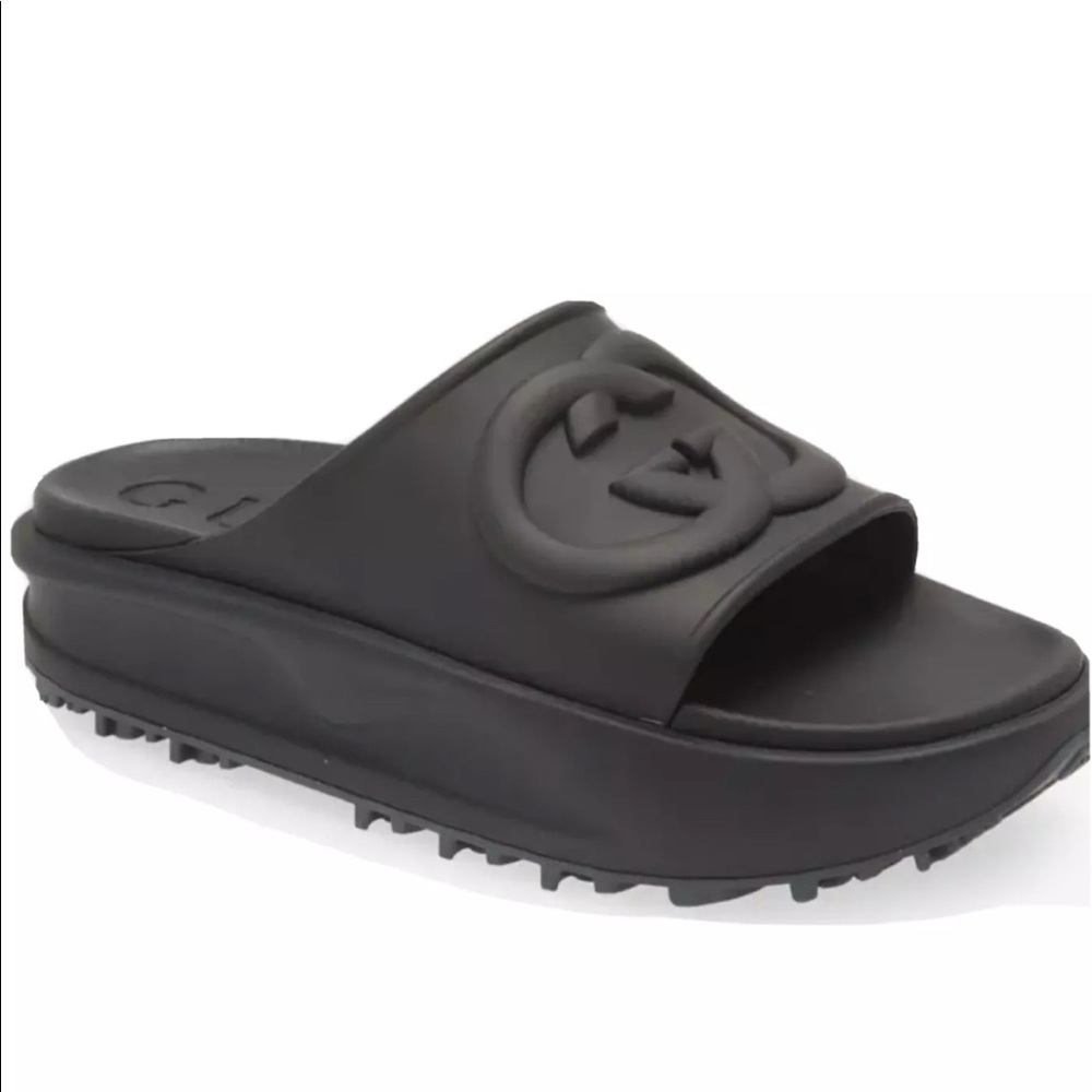 Gucci Miami Rubber Platform Sandals Size 39